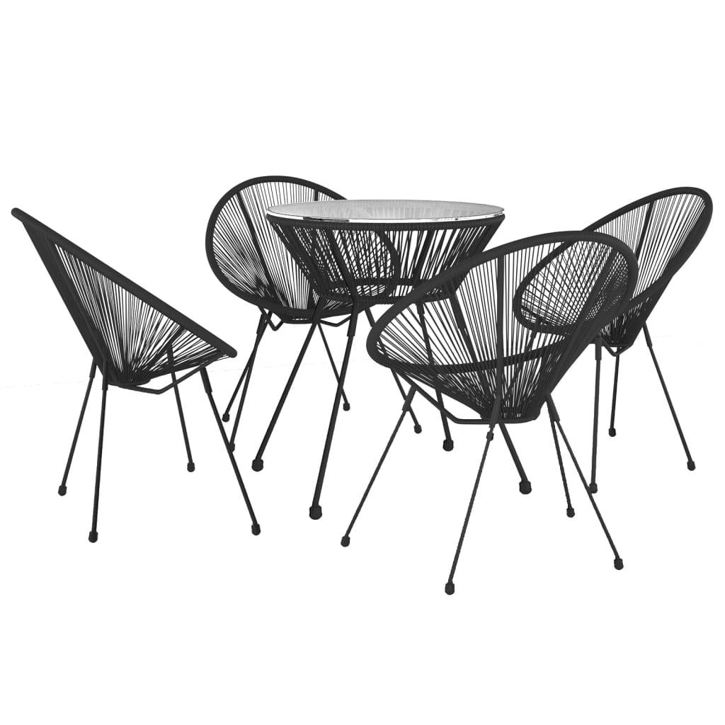 Salon de Jardin 5p Rotin PVC Rond Table Ronde Ø70cm Extérieur Noir – ComfortXL Outdoor Living - Image 3