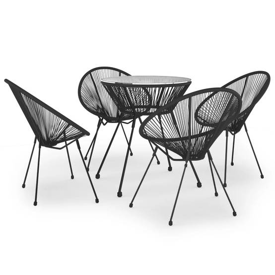 Salon de Jardin 5p Rotin PVC Rond Table Ronde Ø70cm Extérieur Noir – ComfortXL Outdoor Living - Image 2