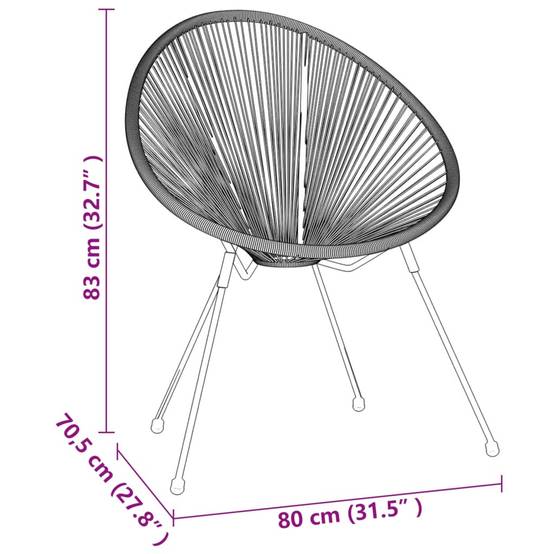 Salon de Jardin 5p Rotin PVC Rond Table Ronde Ø70cm Extérieur Noir – ComfortXL Outdoor Living - Image 4
