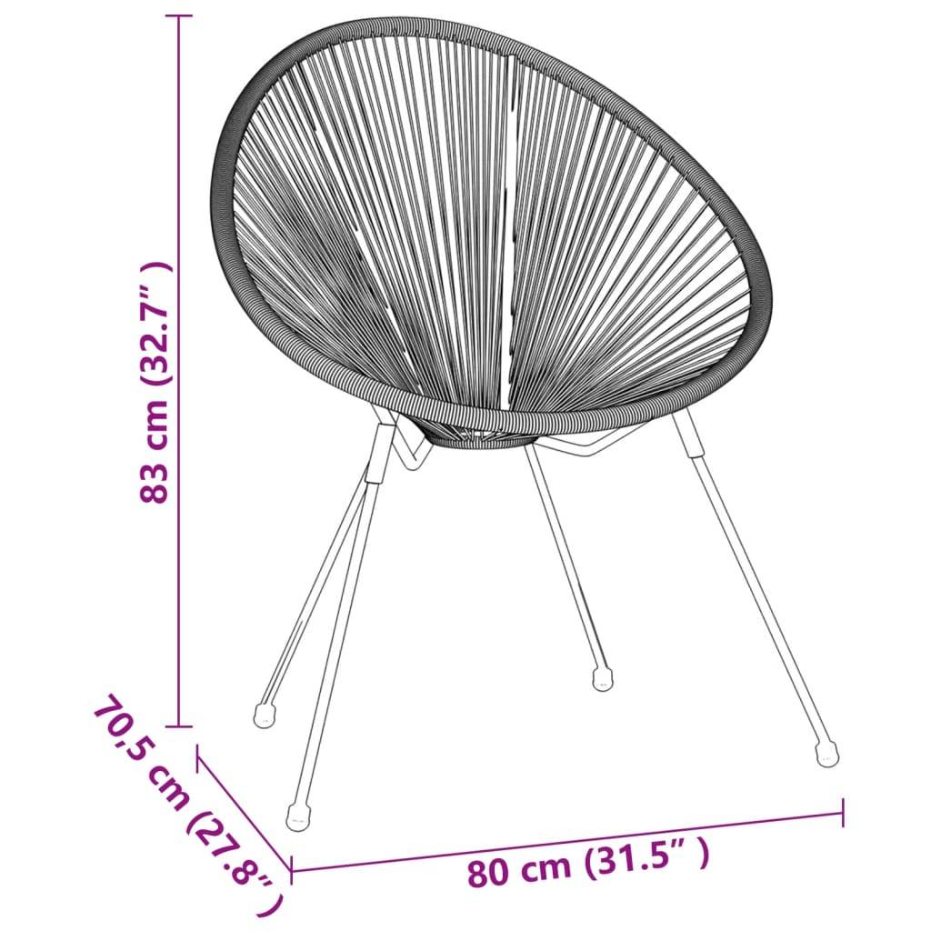 Salon de Jardin 5p Rotin PVC Rond Table Ronde Ø70cm Extérieur Noir – ComfortXL Outdoor Living - Image 4