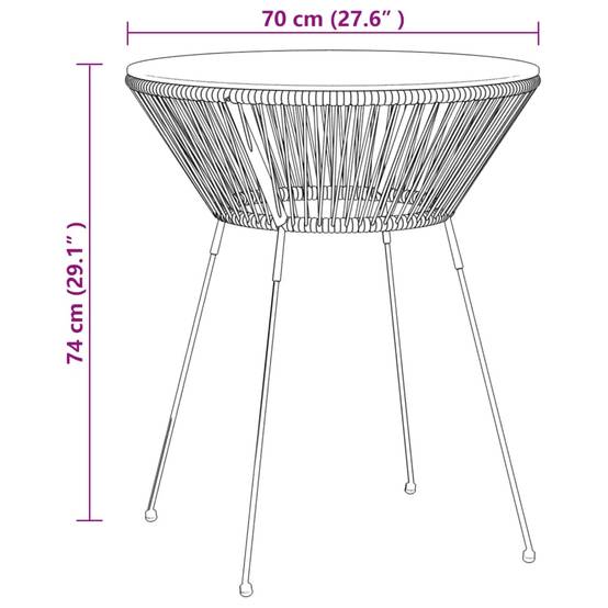 Salon de Jardin 5p Rotin PVC Rond Table Ronde Ø70cm Extérieur Noir – ComfortXL Outdoor Living - Image 10
