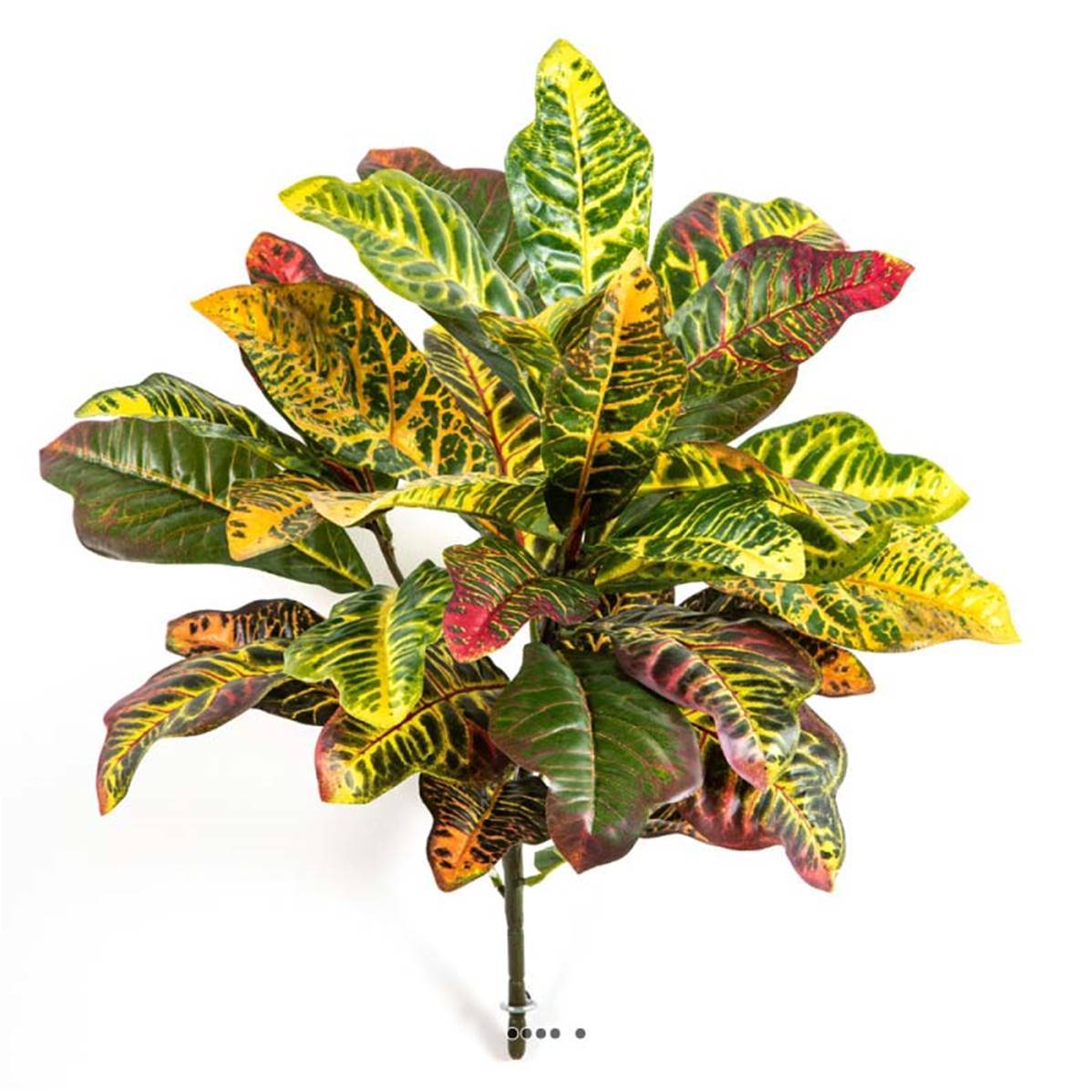 Artificielles - Croton artificiel en piquet 30 feuilles, H 40 cm Vert Rouge - Imagen 1