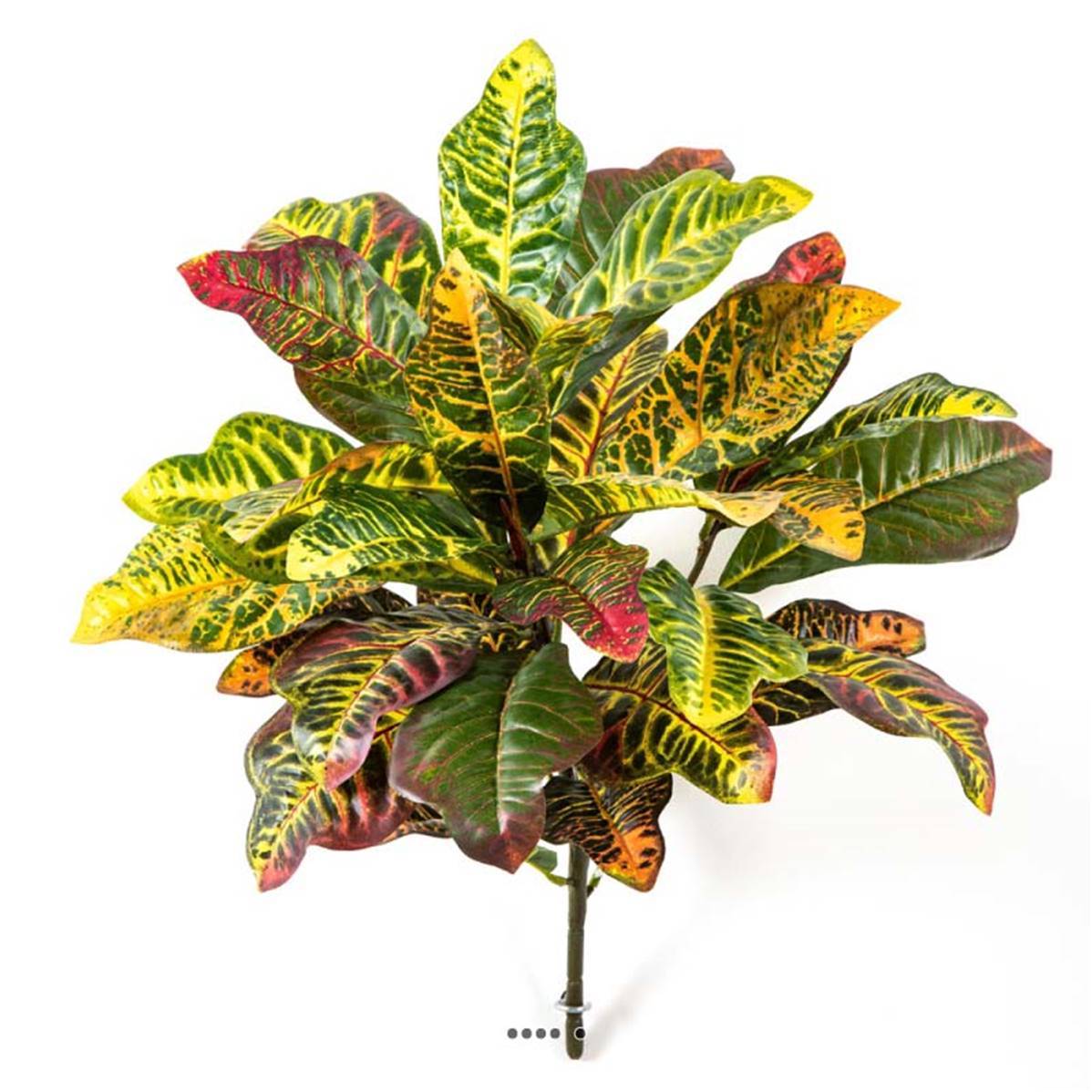 Artificielles - Croton artificiel en piquet 30 feuilles, H 40 cm Vert Rouge - Imagen 2