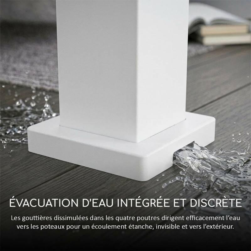 Ombrea - Pergola bioclimatique Ombréa adossée VS 3x6M Blanc + 2 stores - Image 8