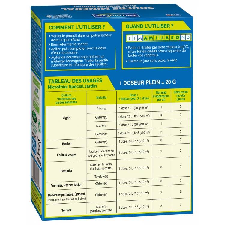 Fertiligène - Fertiligène - Soufre Minéral Anti-Oidium Concentré - 750gr (FSOUF75) - Image 2