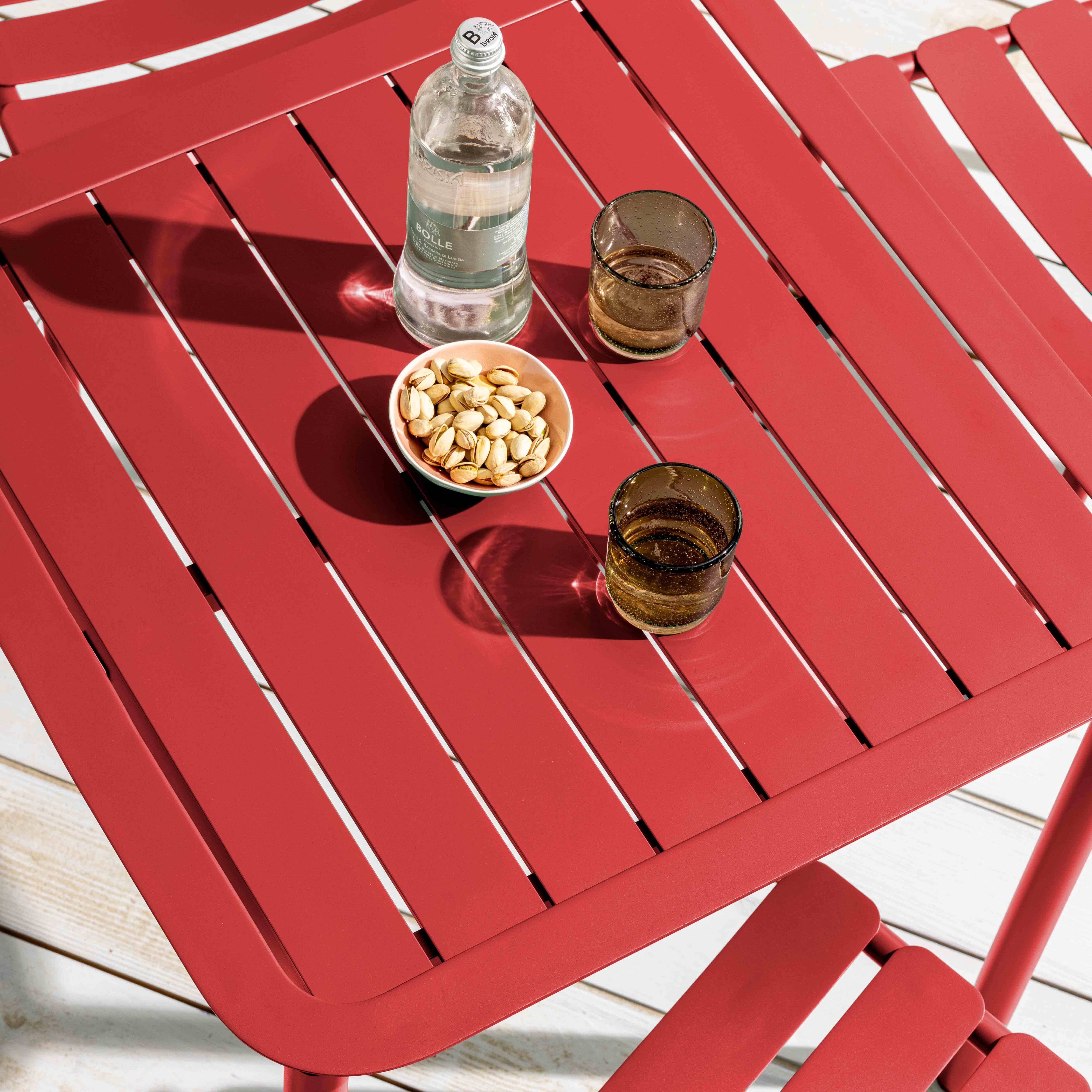Oviala - Ensemble table de terrasse 70cm et 2 fauteuils rouge foncé Almada - Oviala - Imagen 4