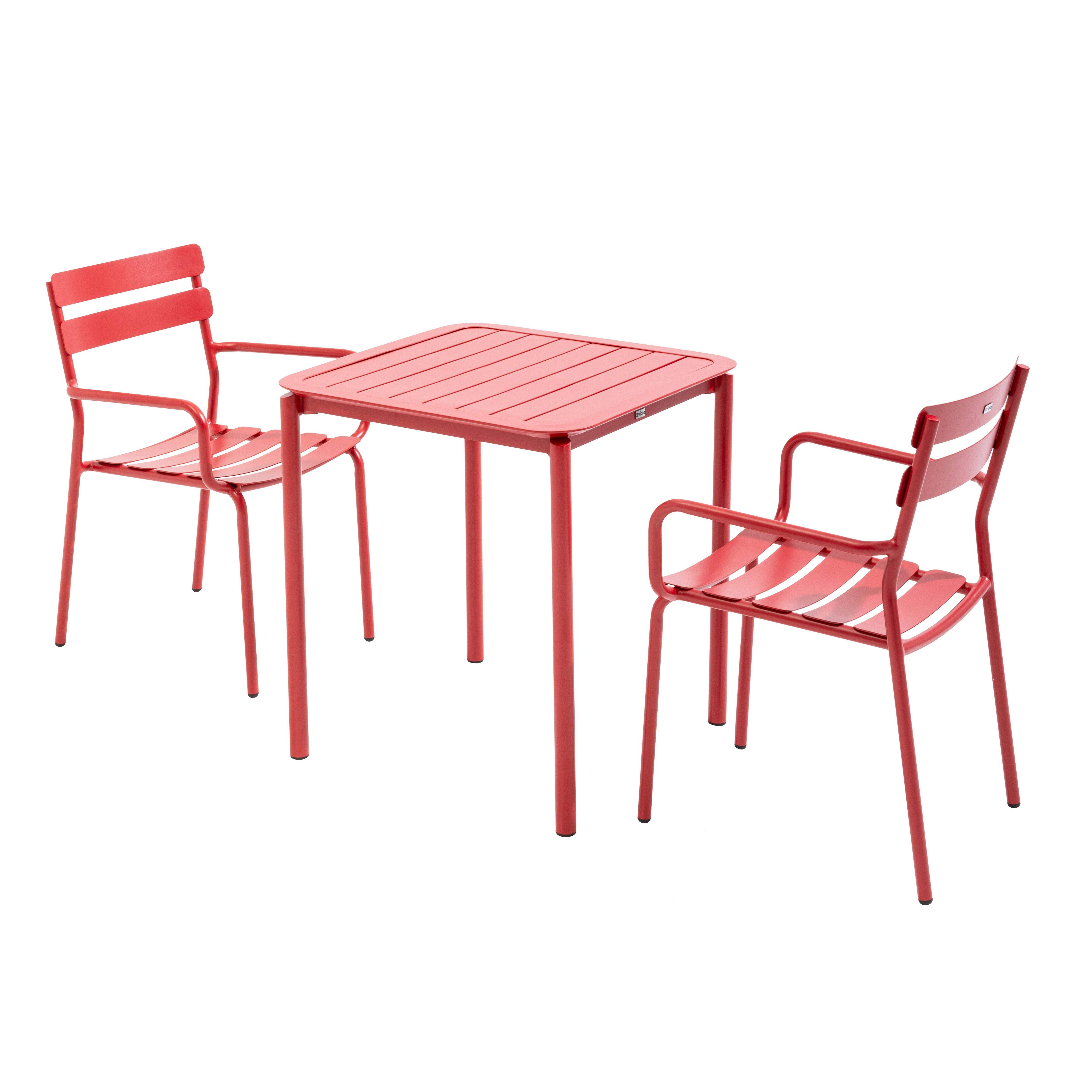 Oviala - Ensemble table de terrasse 70cm et 2 fauteuils rouge foncé Almada - Oviala - Imagen 1