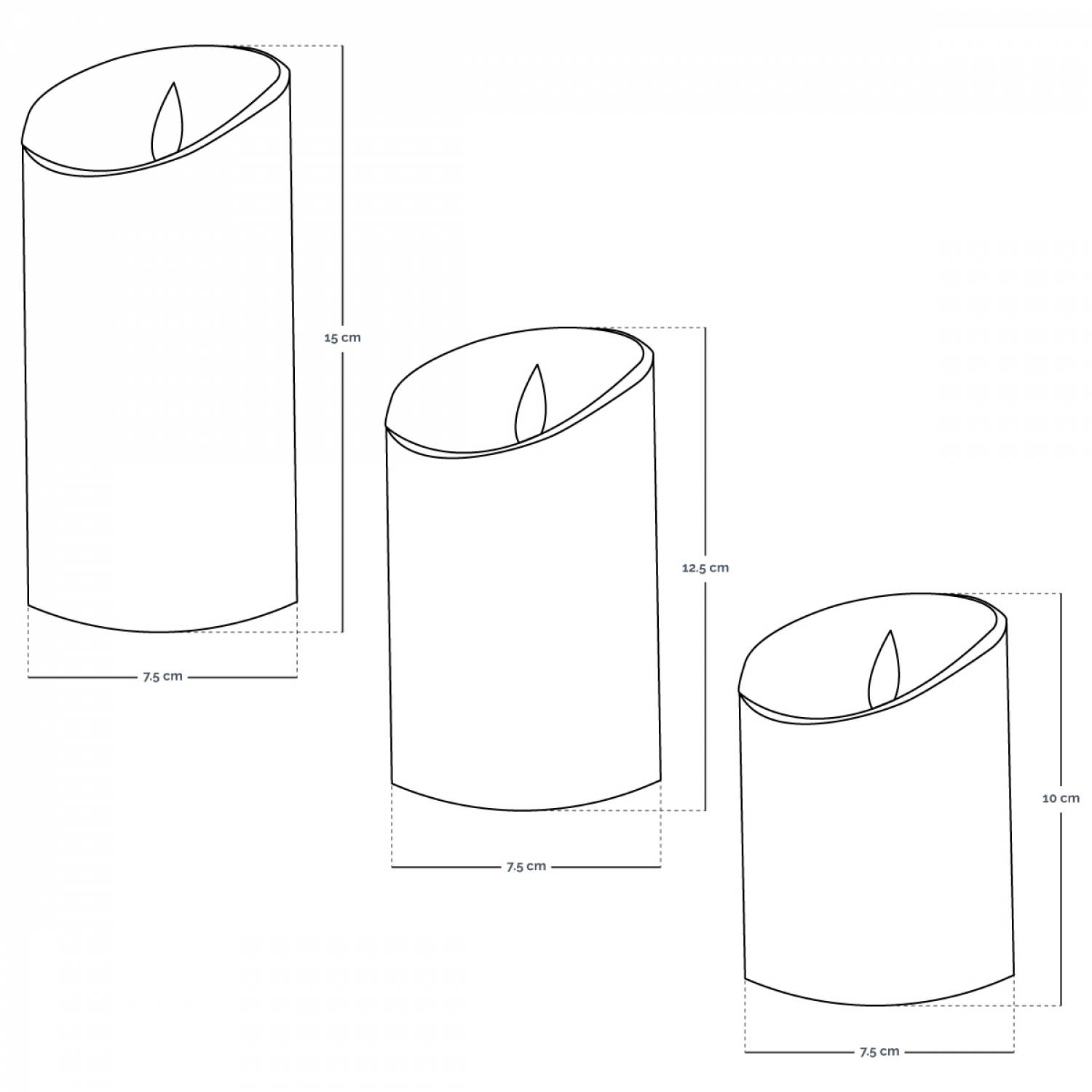 Lot de 3 bougies à LED 10, 12,5 et 15 cm en cire avec télécommande, flamme vacillante - Vivezen - Imagen 2