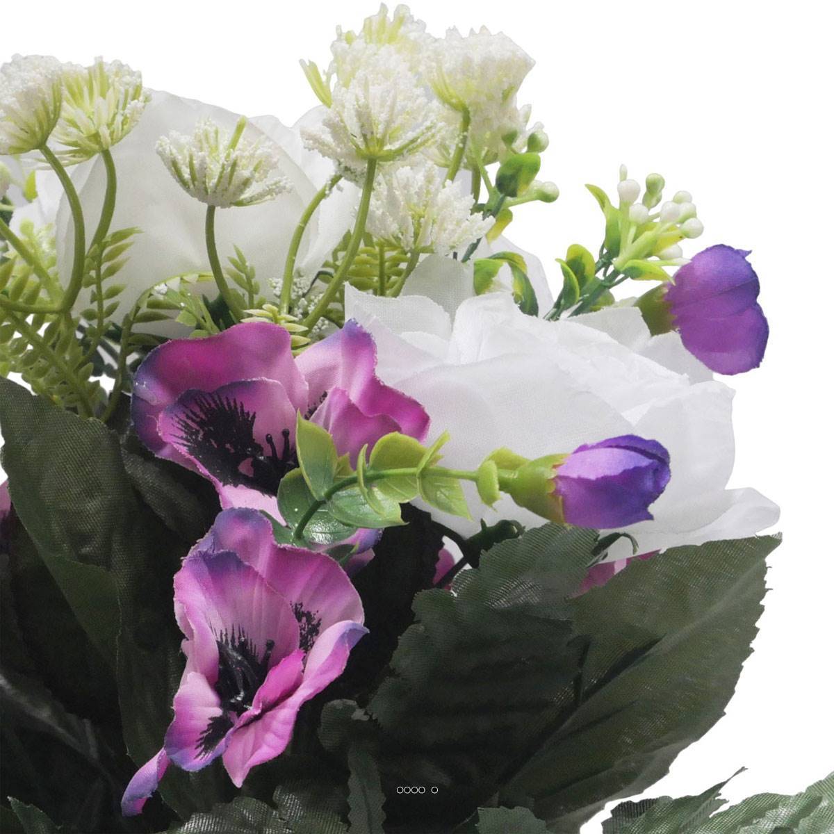 Artificielles - Pot de Rose, pensée et mini fleurs artificiels pour la Toussaint Blanc neige - couleur: Blanc neige - Imagen 3