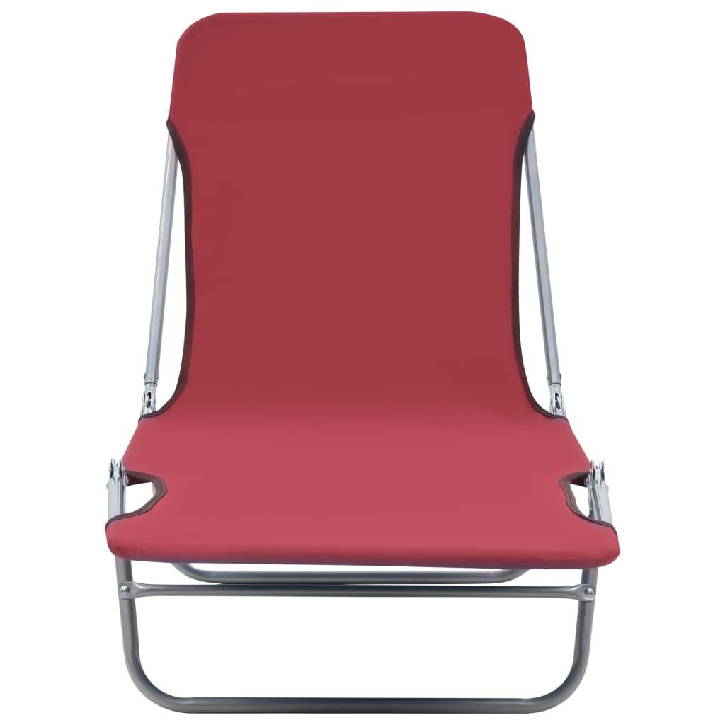 Helloshop26 - Lot de deux chaises longues pliables acier et tissu rouge - Imagen 4
