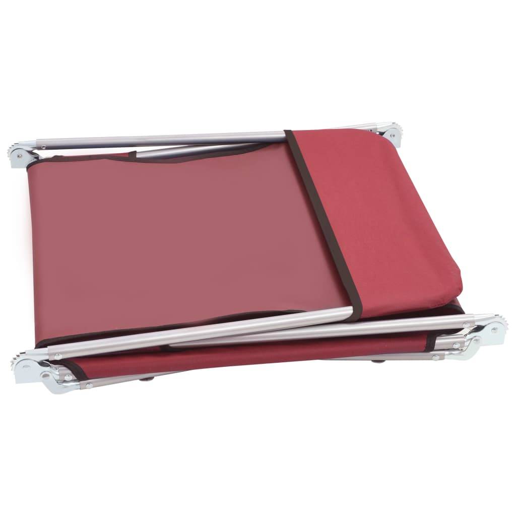 Helloshop26 - Lot de deux chaises longues pliables acier et tissu rouge - Imagen 5