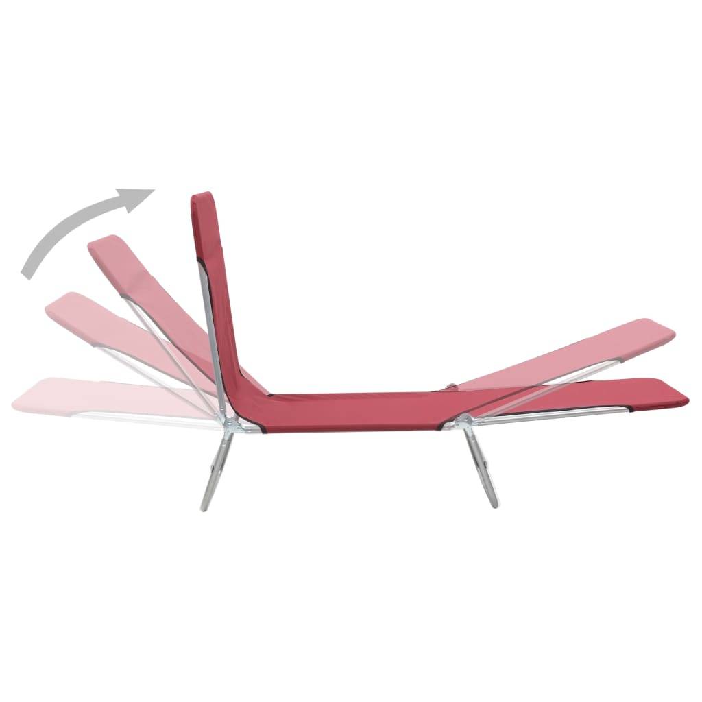 Helloshop26 - Lot de deux chaises longues pliables acier et tissu rouge - Imagen 2