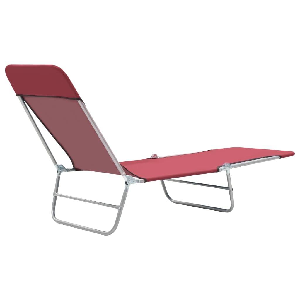 Helloshop26 - Lot de deux chaises longues pliables acier et tissu rouge - Imagen 6