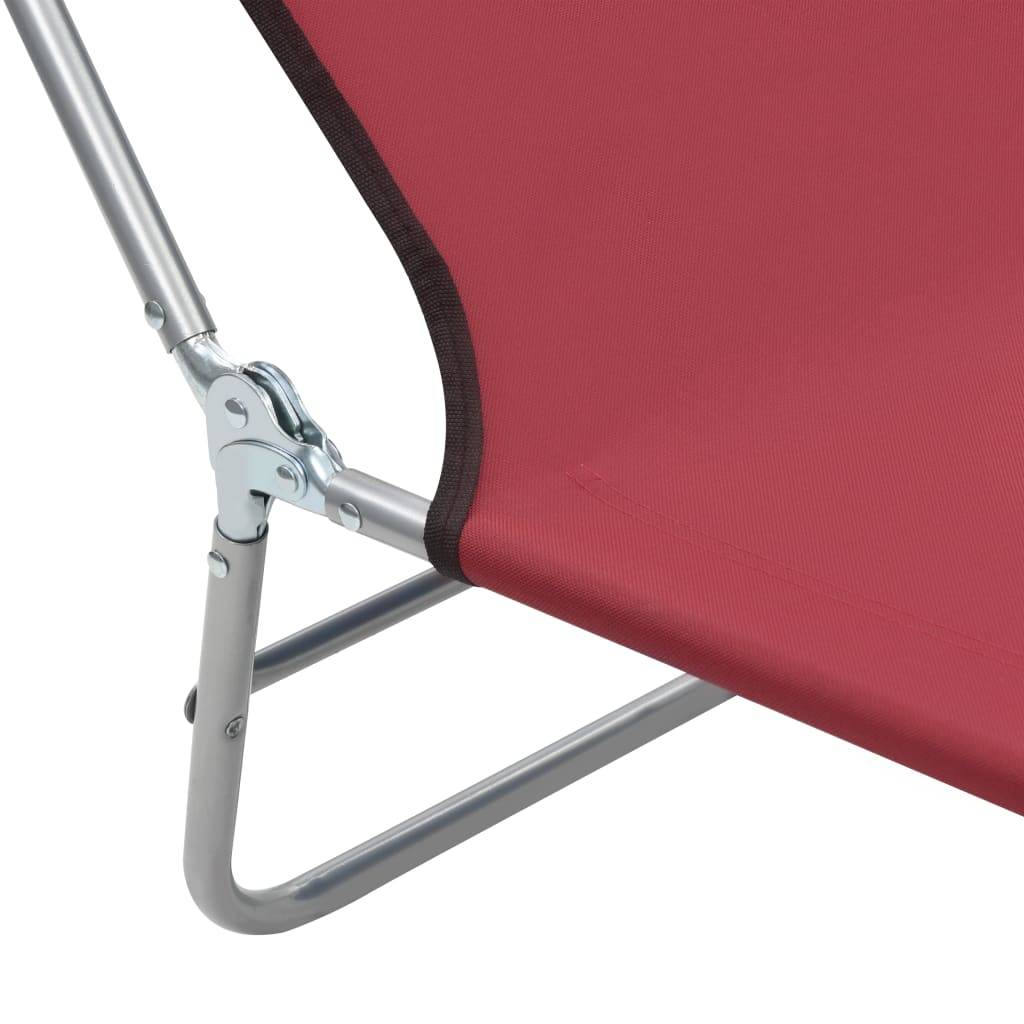 Helloshop26 - Lot de deux chaises longues pliables acier et tissu rouge - Imagen 8