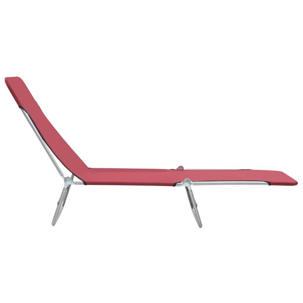 Helloshop26 - Lot de deux chaises longues pliables acier et tissu rouge - Imagen 3