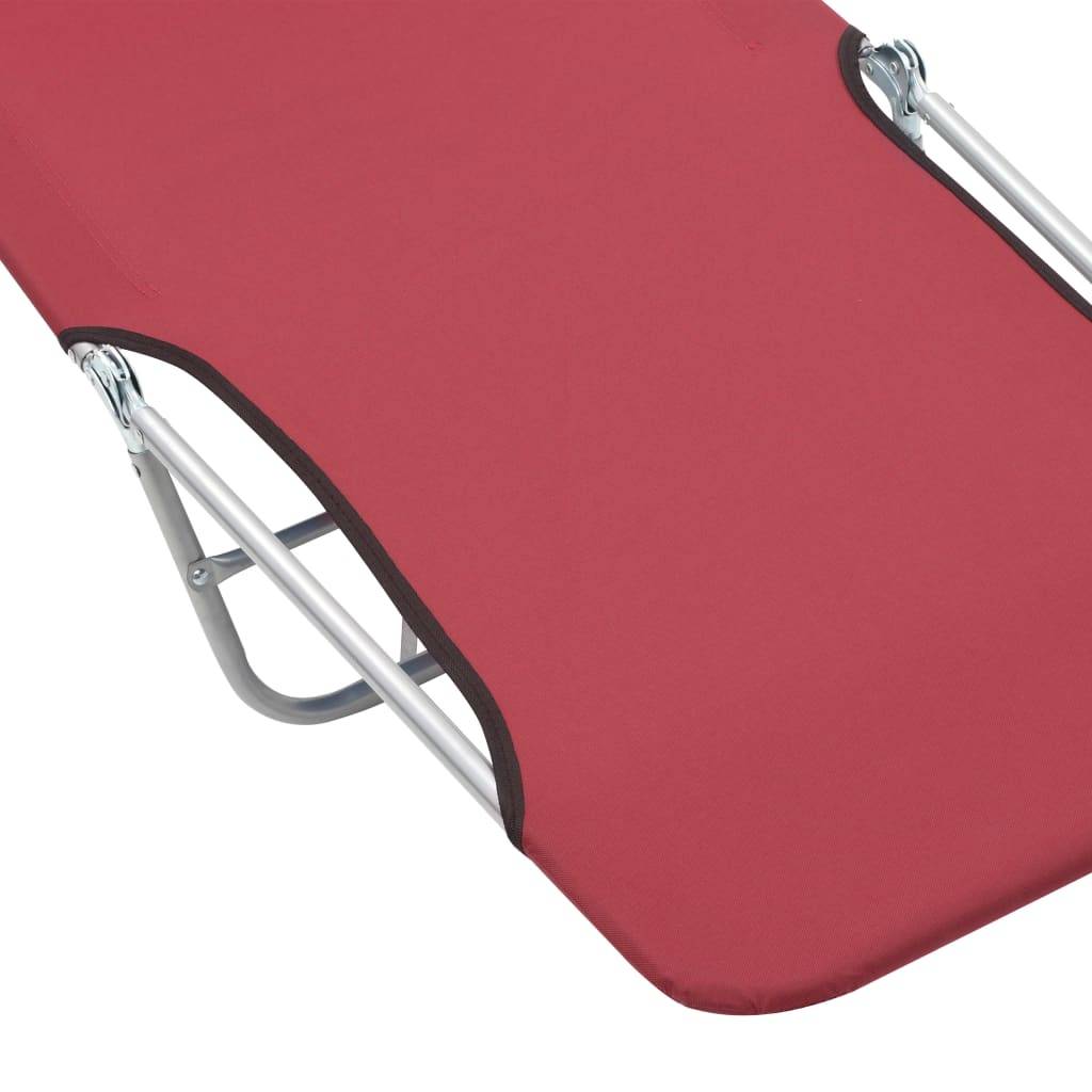 Helloshop26 - Lot de deux chaises longues pliables acier et tissu rouge - Imagen 7