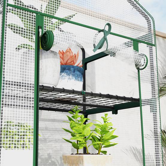 Serre verticale acier pour fleurs croissance optimale 69x49x193cm blanc - ComfortXL Outdoor Living - Image 10