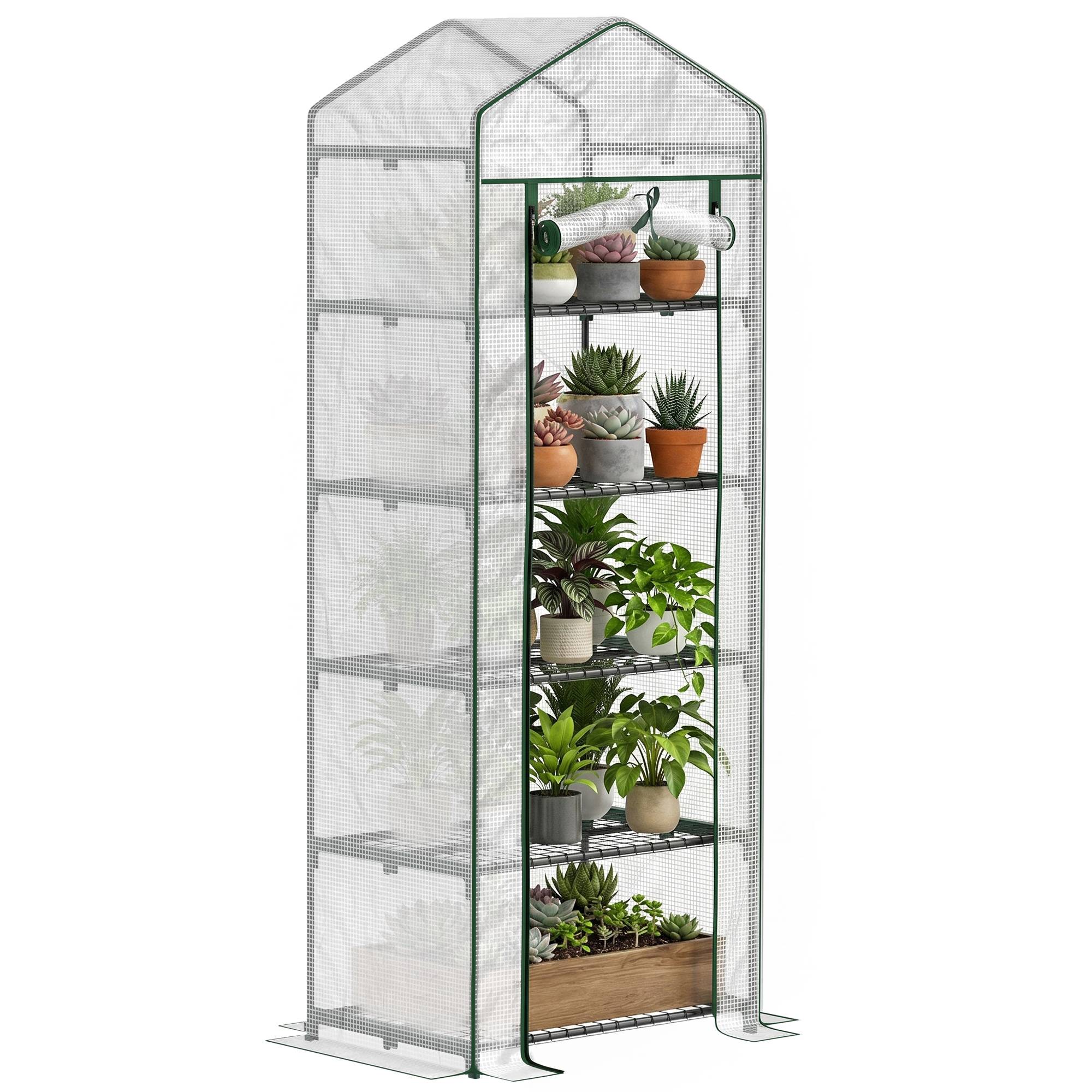 Serre verticale acier pour fleurs croissance optimale 69x49x193cm blanc - ComfortXL Outdoor Living - Image 1