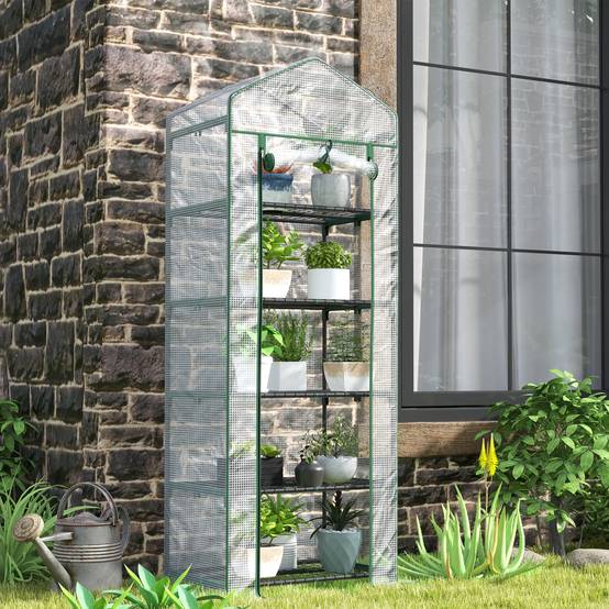 Serre verticale acier pour fleurs croissance optimale 69x49x193cm blanc - ComfortXL Outdoor Living - Image 3