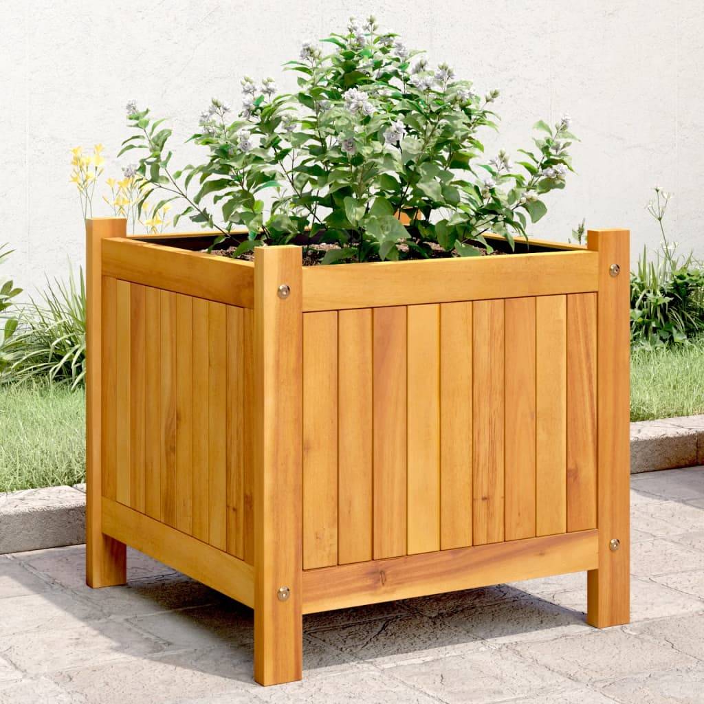 Maison Chic - Jardinière, Bac à fleurs, Pot de fleurs avec doublure 42x42x40 cm bois massif d'acacia - Imagen 2
