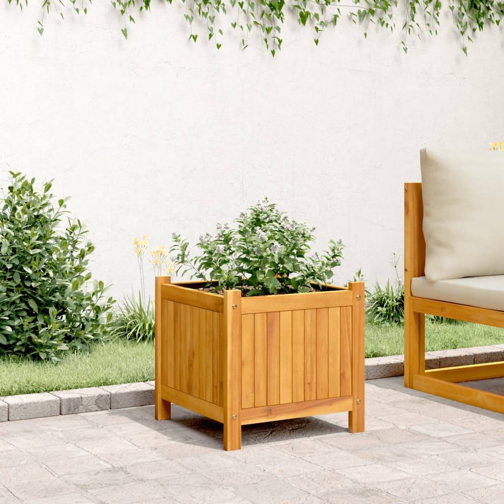 Maison Chic - Jardinière, Bac à fleurs, Pot de fleurs avec doublure 42x42x40 cm bois massif d'acacia - Imagen 3