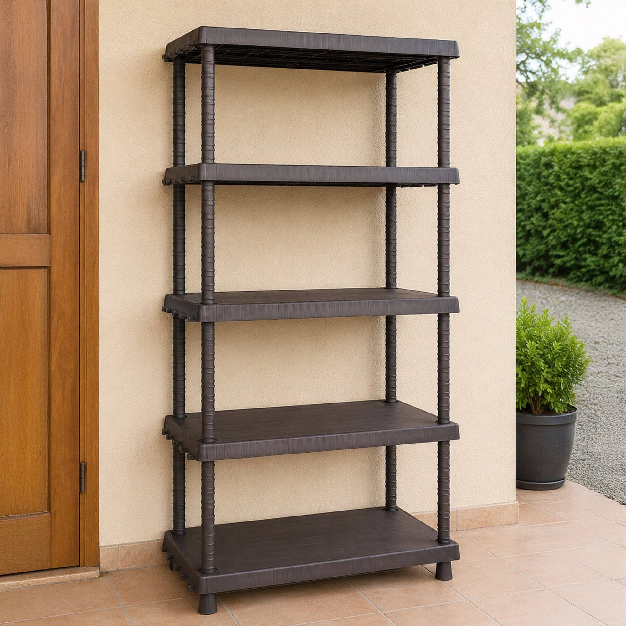 Dmora - Armoire d'extérieur Dastrolog, Etagère d'extérieur, Armoire polyvalente avec 3 étagères, 100% Made in Italy, Anthracite, 92x45h165 cm - Dmora - Imagen 2
