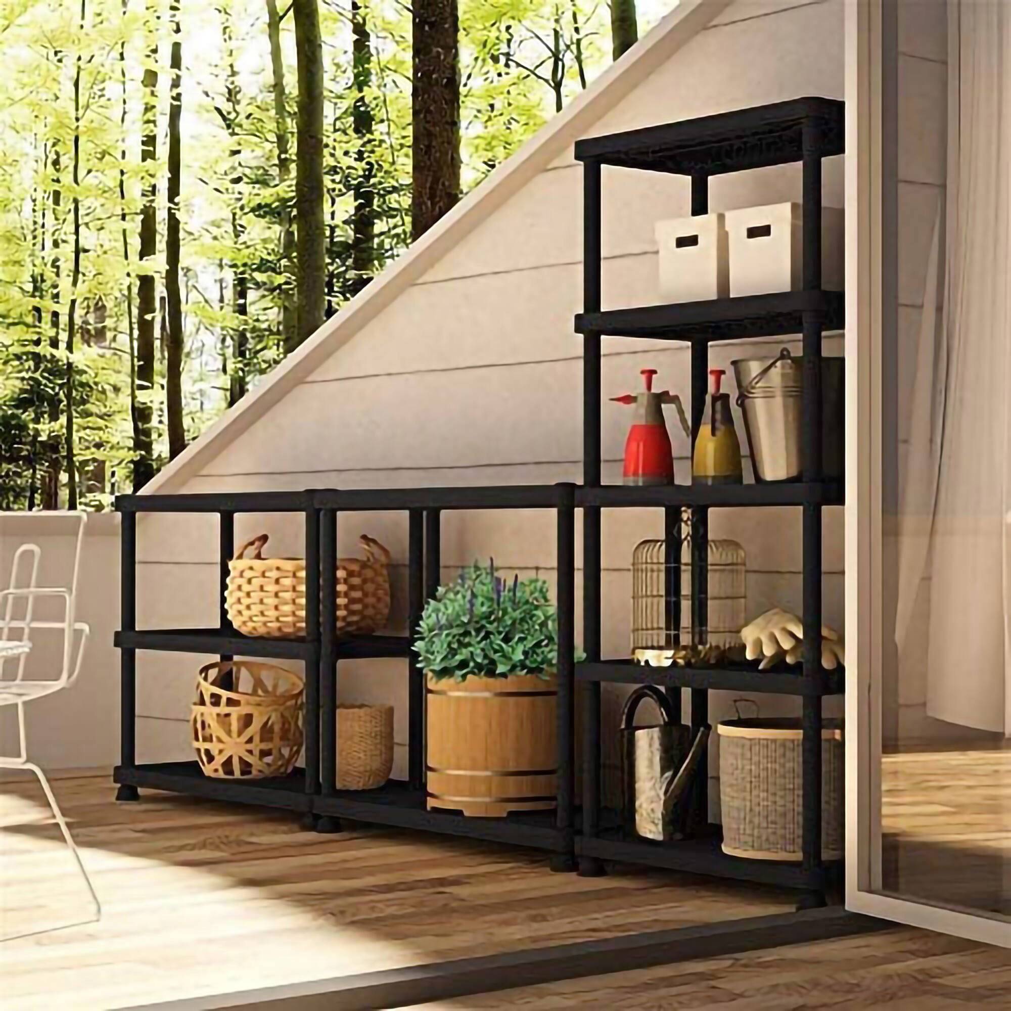 Dmora - Armoire d'extérieur Dastrolog, Etagère d'extérieur, Armoire polyvalente avec 3 étagères, 100% Made in Italy, Anthracite, 92x45h165 cm - Dmora - Imagen 4