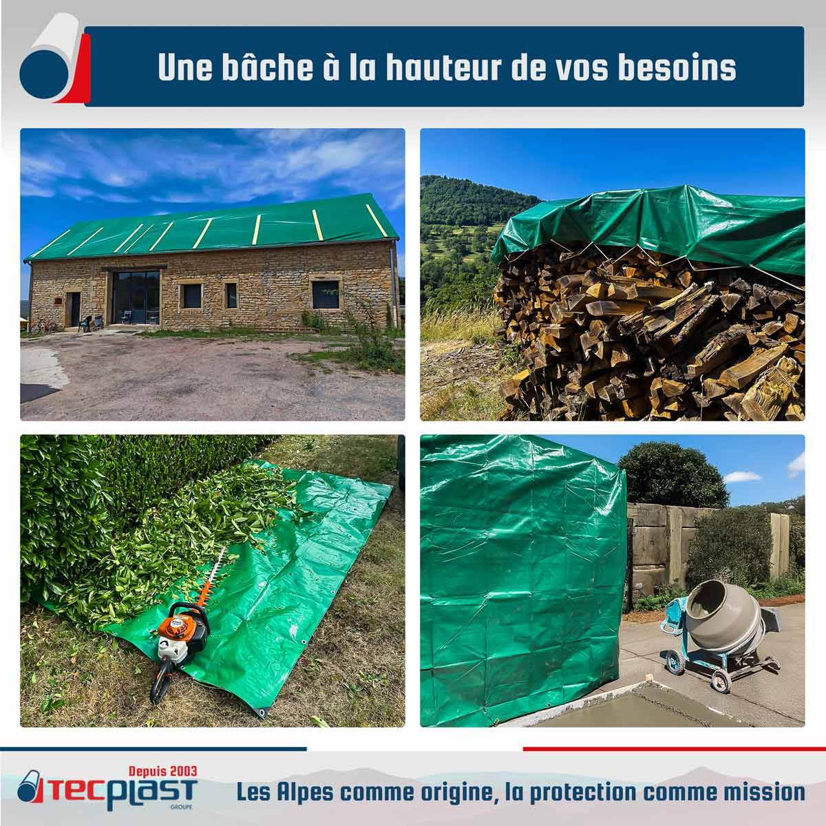 Bâche Pergola 3x5 m HQ250PR Verte et Marron - Haute Performance - Toile Pergola ou Tonnelle étanche pour terrasse TECPLAST - Image 2
