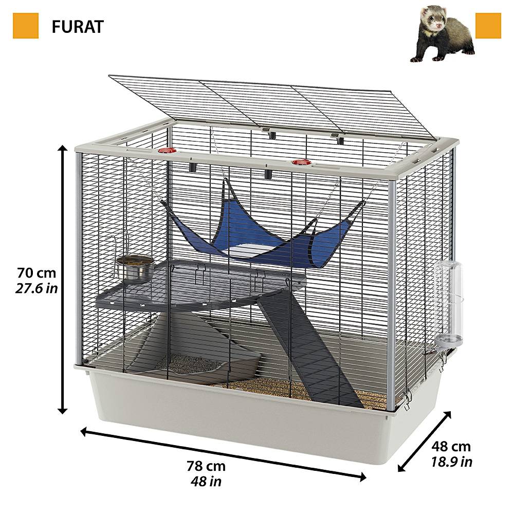 Ferplast - Ferplast Cage confortable pour fûrets et rats FURAT, strucutre à plusieurs niveaux avec accessoires inclus, angles renforcés, vernis métal et - Imagen 2