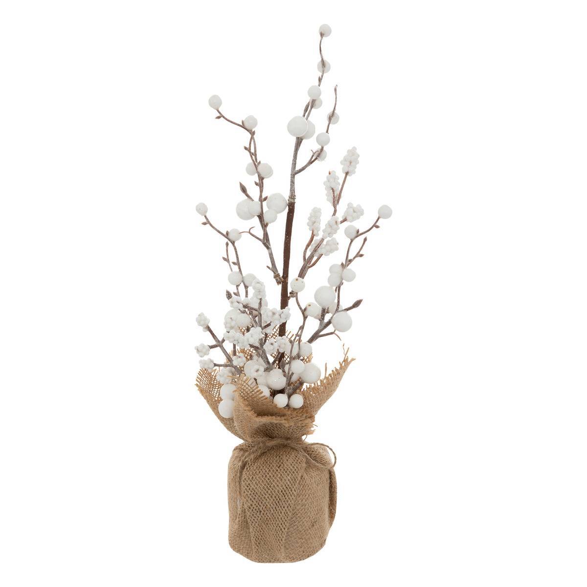 Feeric Christmas - Composition baies blanches base en jute H. 38 cm - Feeric Lights & Christmas - Image 2