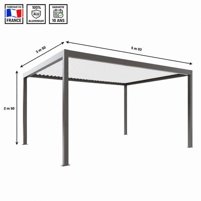 Pergola Bioclimatique Aluminium Autoportante Motorisée Éclairée 5x3,5 Gris SV ORIAL France - Image 2