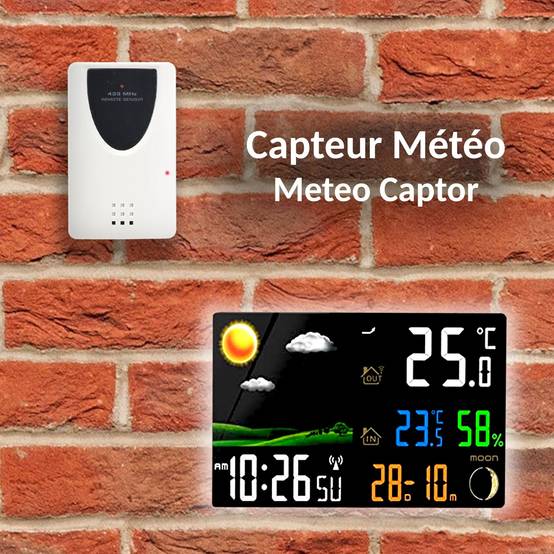 Station météo Capteur extérieur sans fil - Prévisions météo - Réveil - Projection Heure automatique été/hiver - Image 5