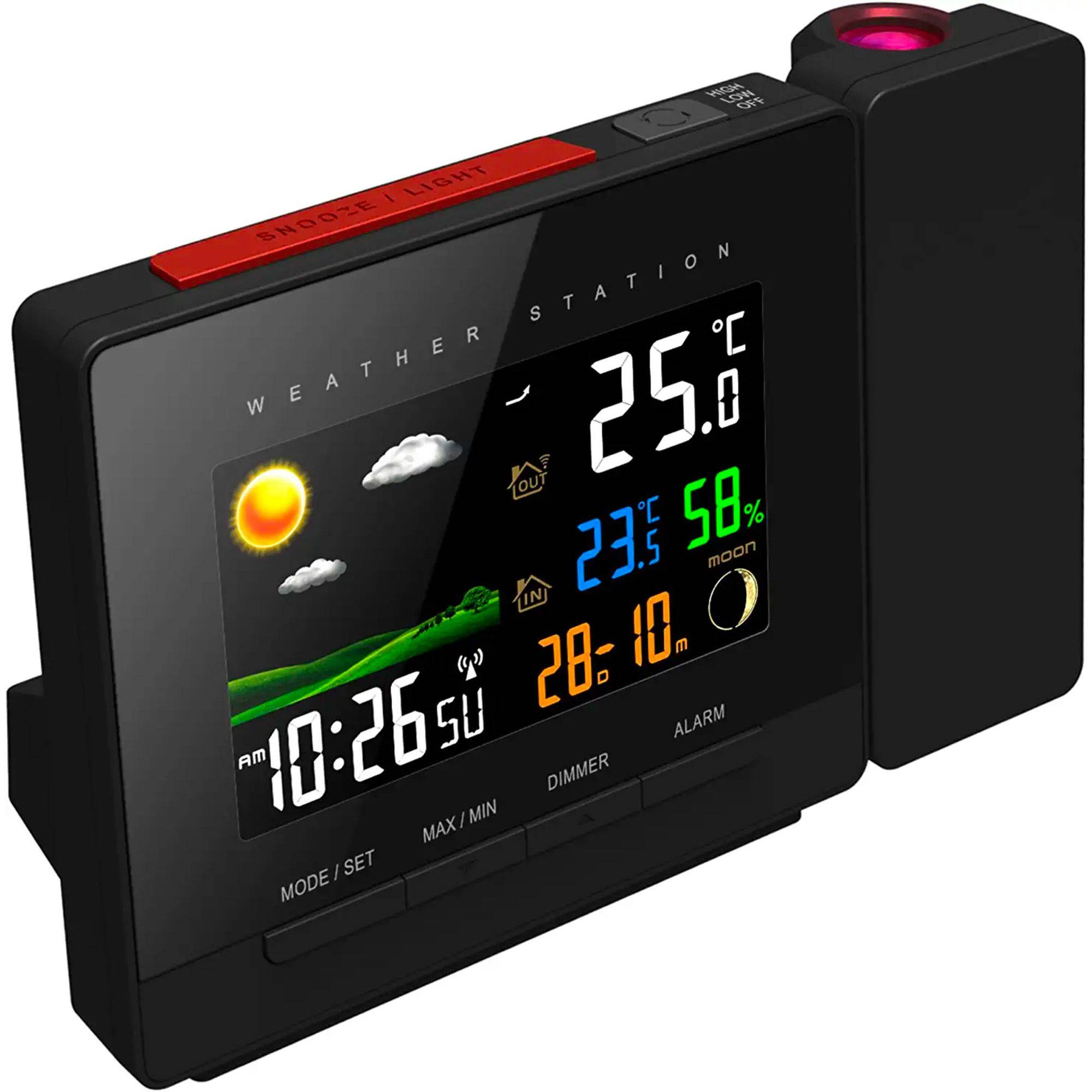 Station météo Capteur extérieur sans fil - Prévisions météo - Réveil - Projection Heure automatique été/hiver - Image 1
