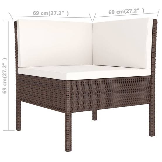 Helloshop26 - Salon de jardin meuble d'extérieur ensemble de mobilier 9 pièces avec coussins résine tressée marron - Imagen 6