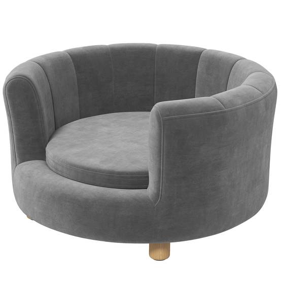 Sans Marque - Panier chiens chats pieds bois surélevé flanelle coussin amovible gris - Image 2