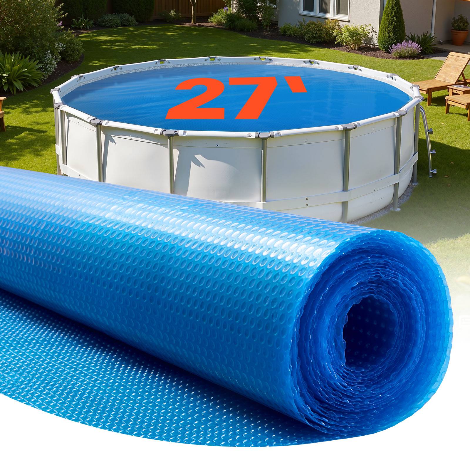 Vevor - VEVOR Bâche solaire ronde 8,23 m 0,4 mm en PE, bâche à bulles pour piscine hors-sol et creusée, chauffe et conserve la chaleur, bleu