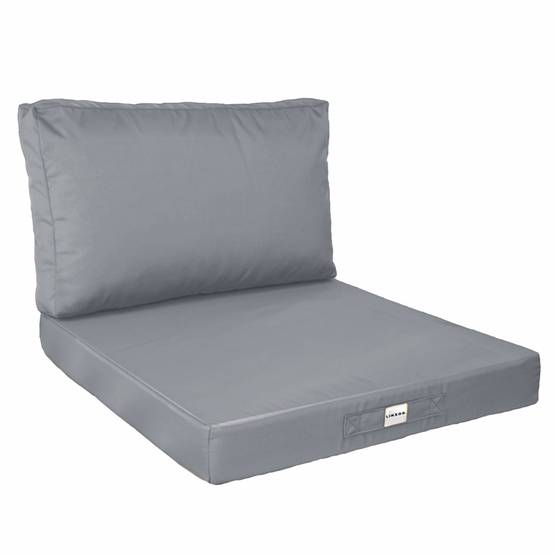 Kit de coussins pour salon de jardin déhoussables - 60 x 60 cm - Gris clair - Linxor - Image 1