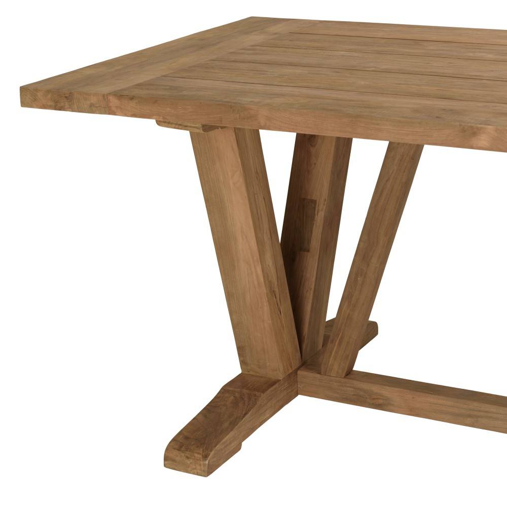 Macabane - KALLY - Table à manger jardin 220cm en bois de teck recyclé pieds V - Imagen 7