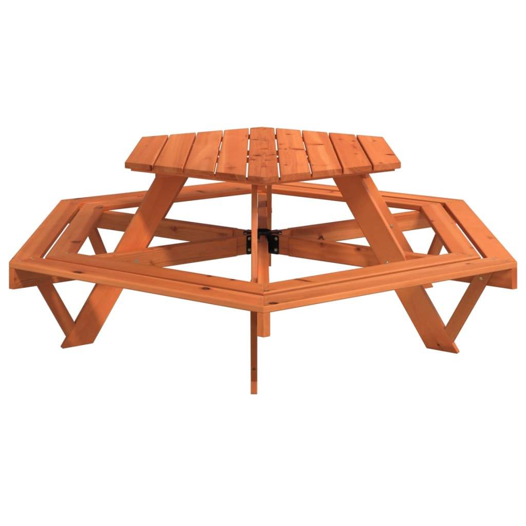 Table de jardin - Table de pique-nique pour 6 enfants avec bancs hexagonal sapin HL990 - Image 5