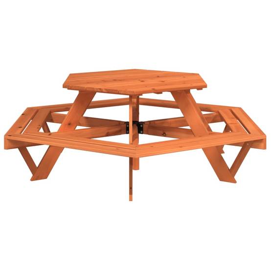 Table de jardin - Table de pique-nique pour 6 enfants avec bancs hexagonal sapin HL990 - Image 1