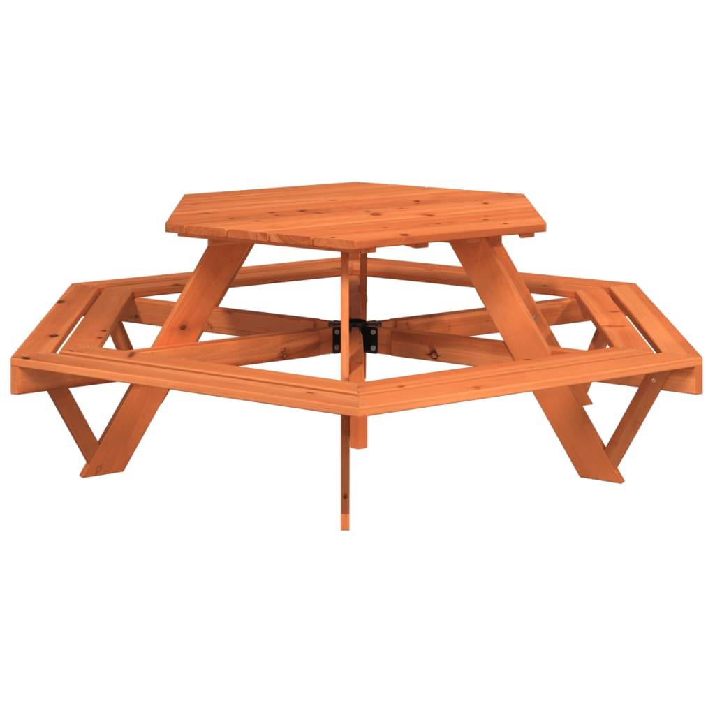 Table de jardin - Table de pique-nique pour 6 enfants avec bancs hexagonal sapin HL990 - Image 1