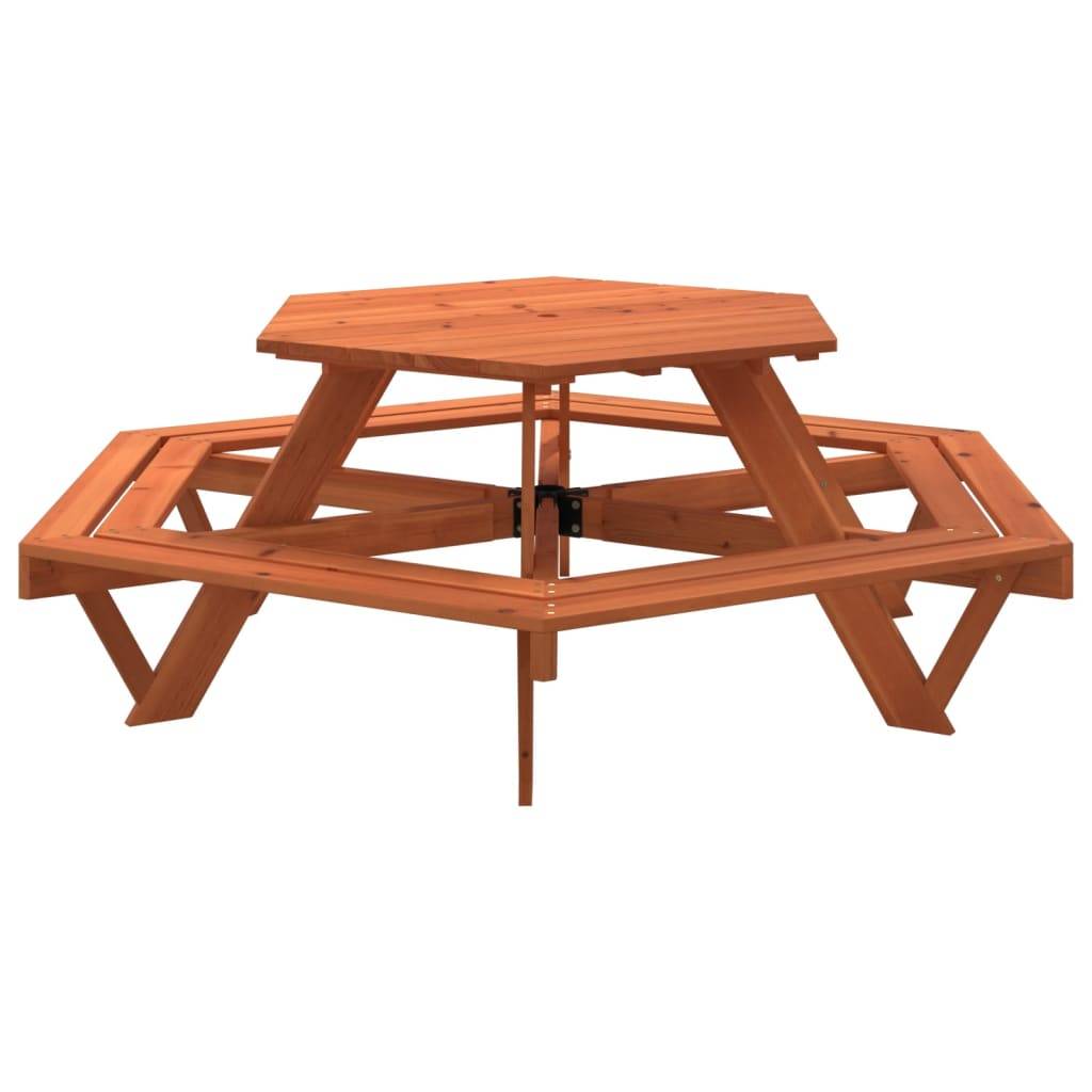 Table de jardin - Table de pique-nique pour 6 enfants avec bancs hexagonal sapin HL990 - Image 6