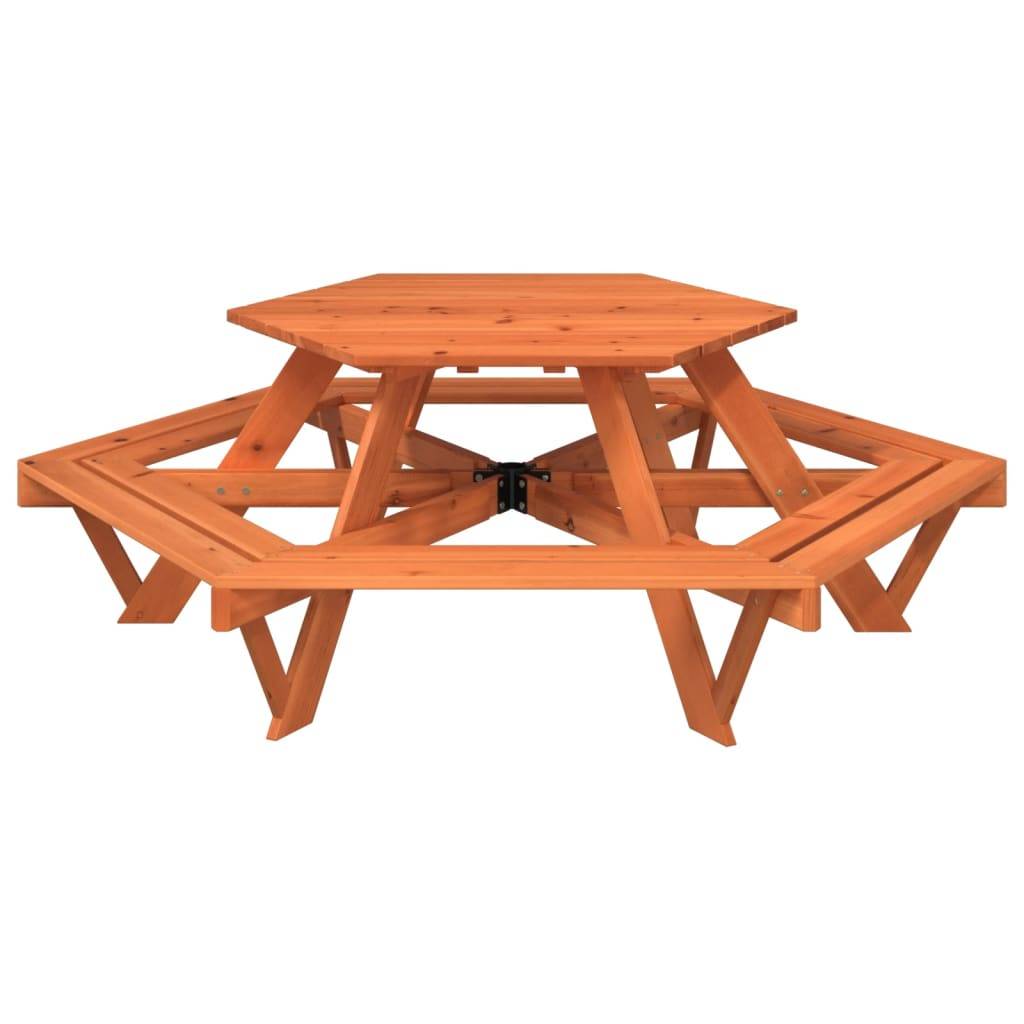 Table de jardin - Table de pique-nique pour 6 enfants avec bancs hexagonal sapin HL990 - Image 4