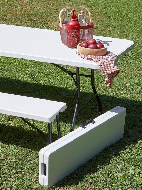 Table pliante rectangulaire intérieur, extérieur 243x76 blanc EASY garbar - Image 5
