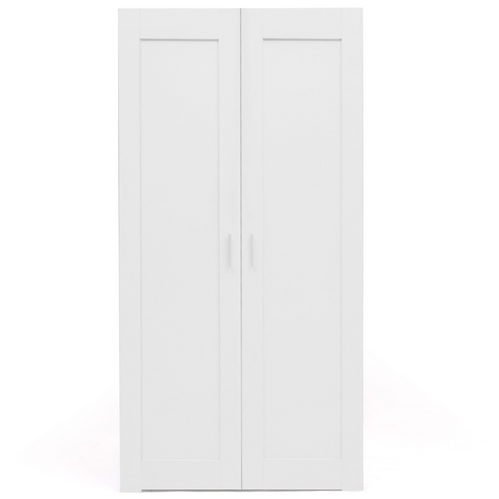 Armoire 2 portes VITO blanc penderie 80 cm avec étagères rangement maxi capacité - Image 3