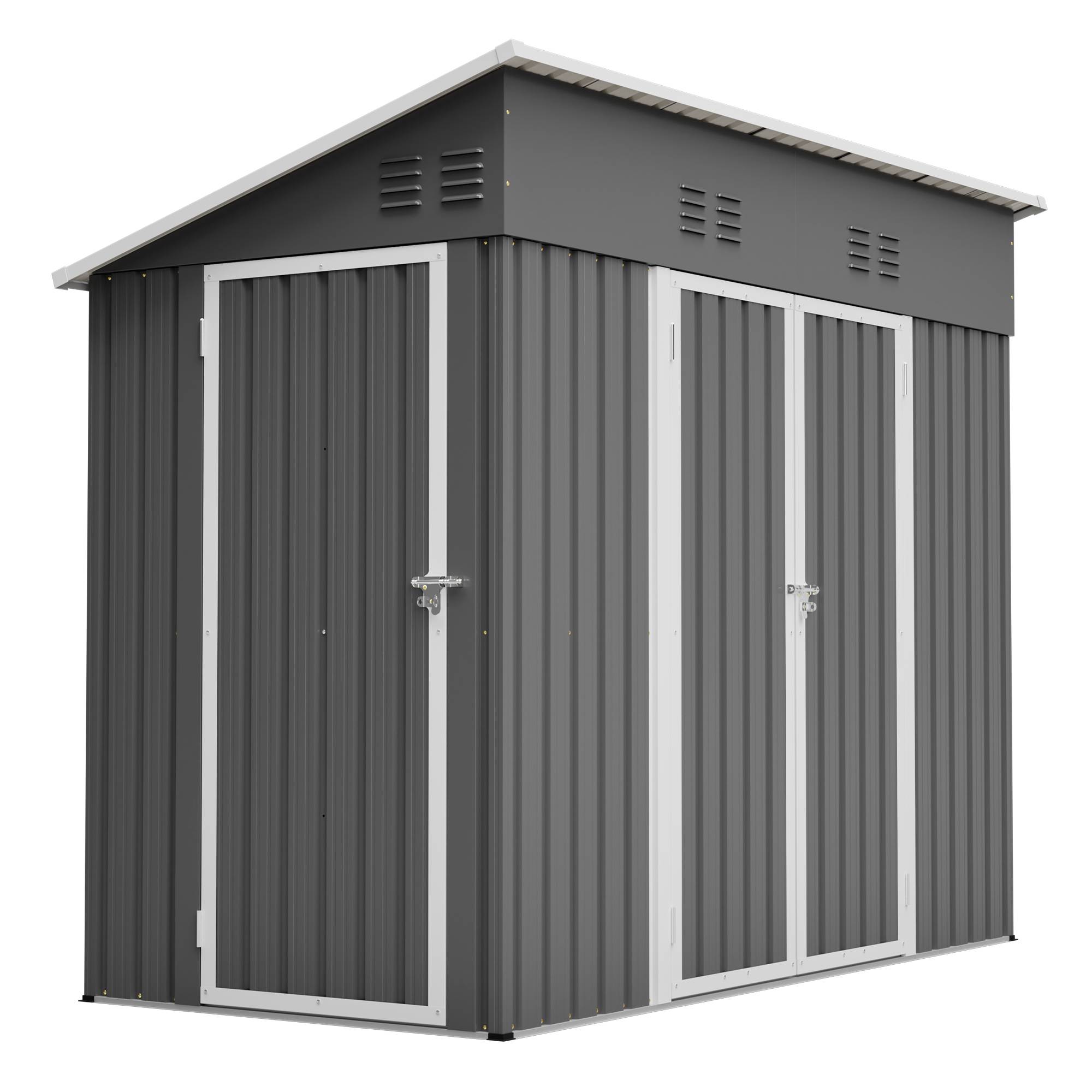 ComfortXL - Abri de jardin métal pour outils vélos cabanon extérieur 242 x 120 x 192 cm gris - ComfortXL Outdoor Living