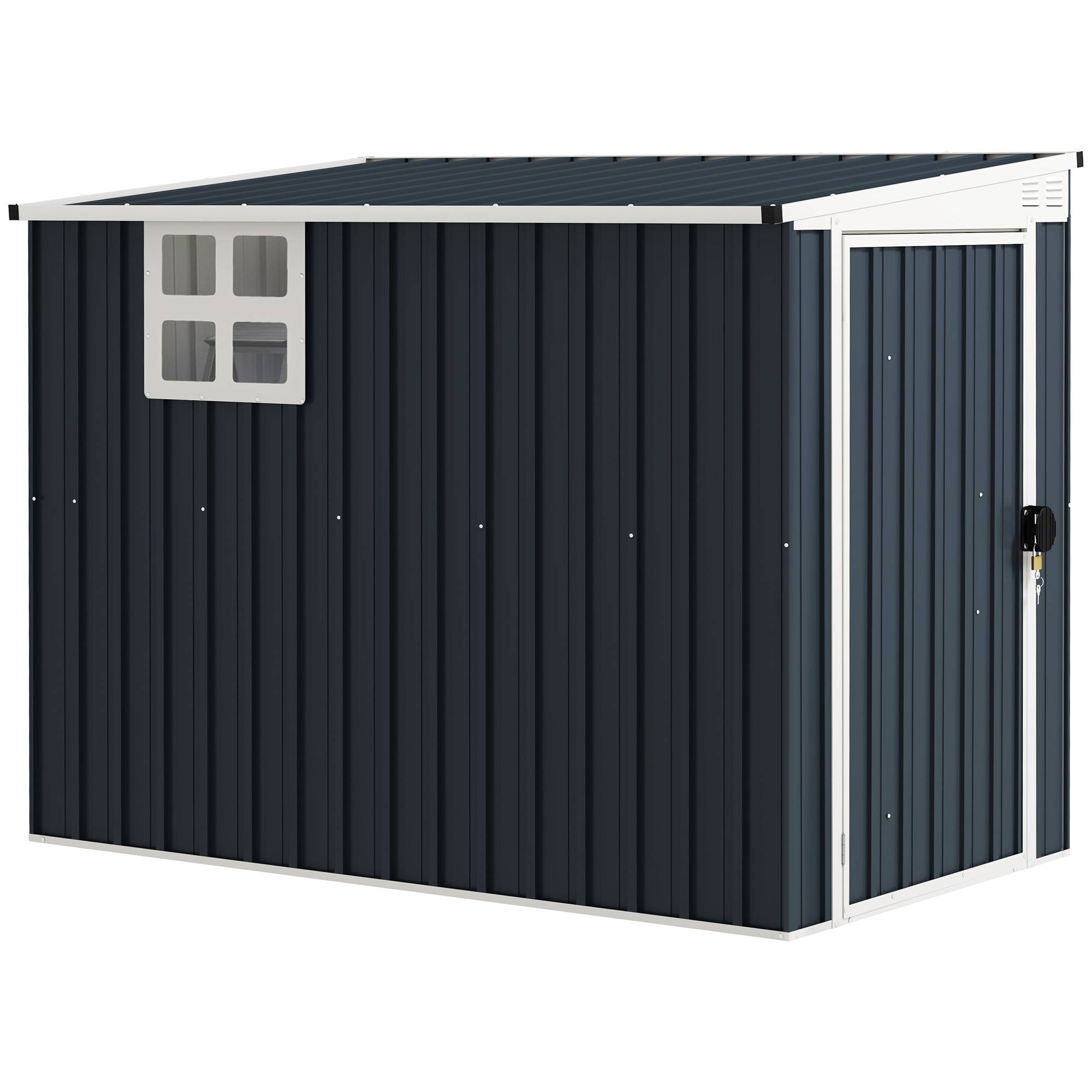 PANGIVO - Abri de jardin acier galvanisé gris anthracite 231 x 128 x 181 cm - PANGIVO - Image 1