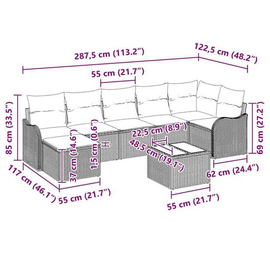 ComfortXL - Salon de Jardin Modulable 7 Places en Polyrotin avec Table Basse et Repose-pieds Beige – ComfortXL Outdoor Living - Image 8