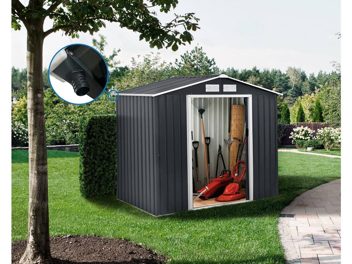 Habitat Et Jardin - Abri De Jardin Métal - "vegas" - 2,7 M² Avec Gouttière - Gris -habitat Et Jardin - Imagen 2
