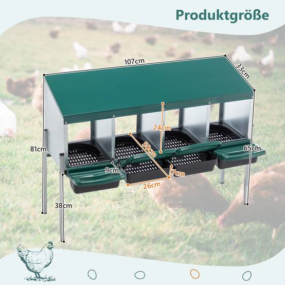 Pondoir 4 compartiments acier galvanisé pour poules collecte facile 107x33x81cm vert - ComfortXL Outdoor Living - Image 2